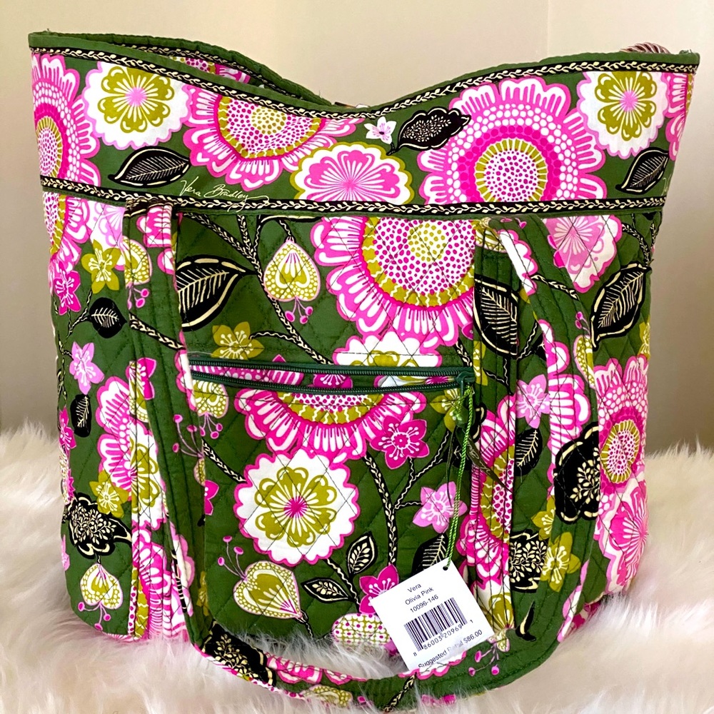 NWT VB Vera Tote in Olivia Pink & Moss Green